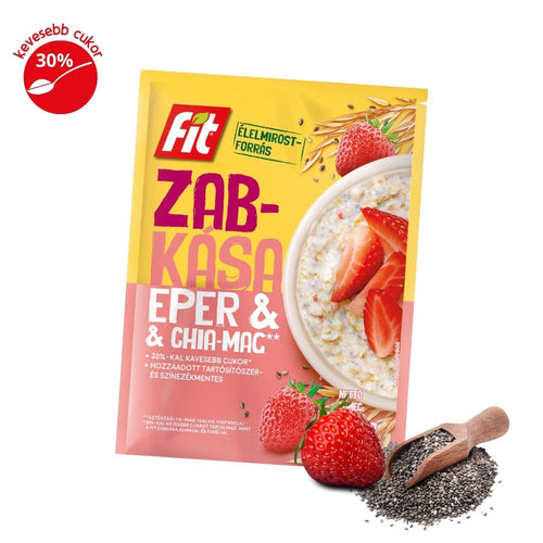 Fit Reggeli Zabkása chia maggal és eperrel