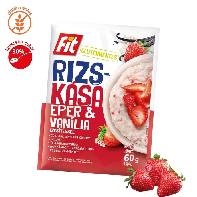 Fit Reggeli Rizskása inulinnal, szárított eperdarabokkal és vaníliaízesítéssel